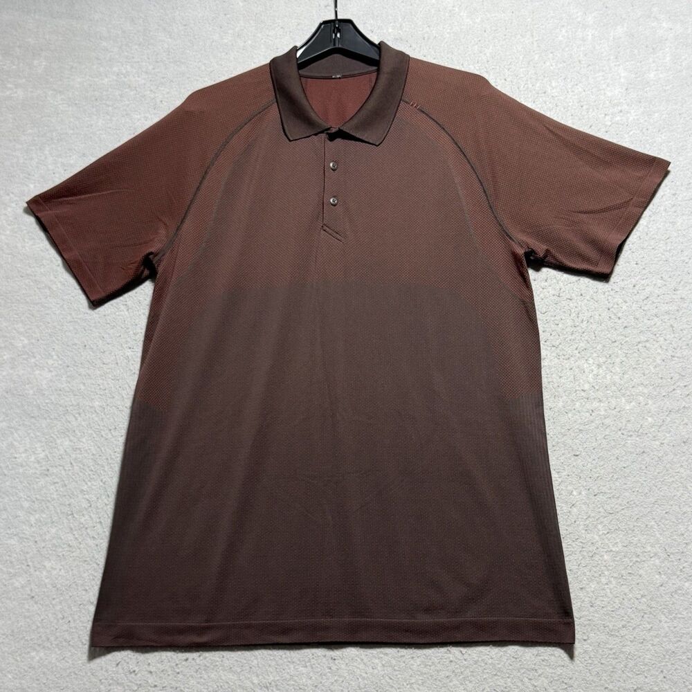 Lululemon Metal Vent Tech Polo Mens Size XL Burgundy Short Sleeve Logo